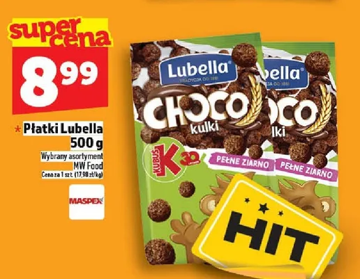 Płatki Choco Kulki Lubella promocja w TOPAZ