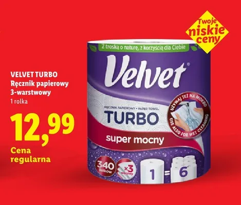 Ręcznik papierowy Velvet Turbo 3-warstwowy promocja w Lidl