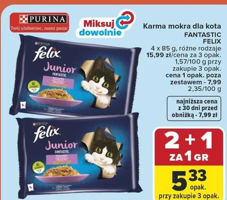 Karma mokra dla kota Fantastic Felix Junior promocja w Carrefour Market