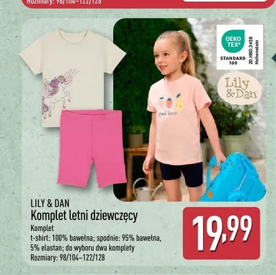 Komplet letni dziewczęcy Lily & Dan promocja w Aldi