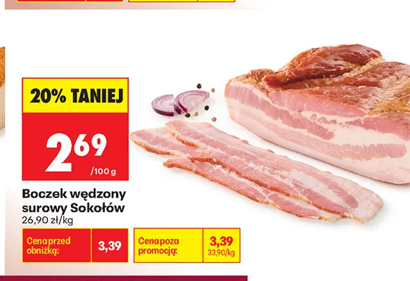 Boczek wędzony surowy Sokołów promocja w Biedronka