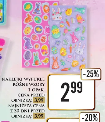 Naklejki wypukłe różne wzory promocja w Dino