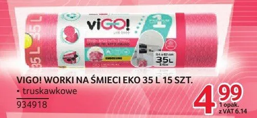 Worki na śmieci Vigo! EKO 35L 15 szt. truskawkowe promocja w Selgros