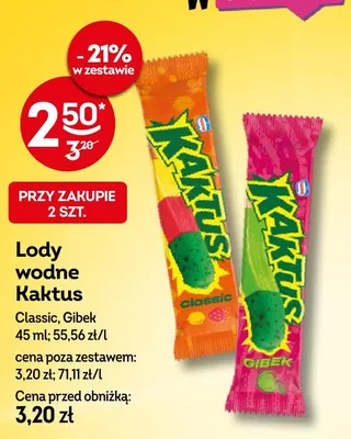 Lody wodne Kaktus Gibek promocja w Żabka