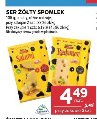 Ser żółty Spomlek plastry promocja w Stokrotka