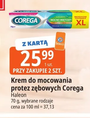 Krem do mocowania protez zębowych Corega promocja w Leclerc
