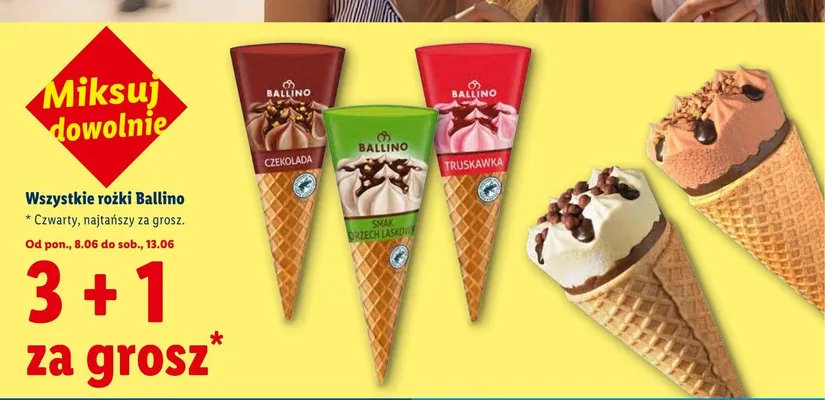 Lody rożek Ballino Smak Orzech Laskowy promocja w Lidl