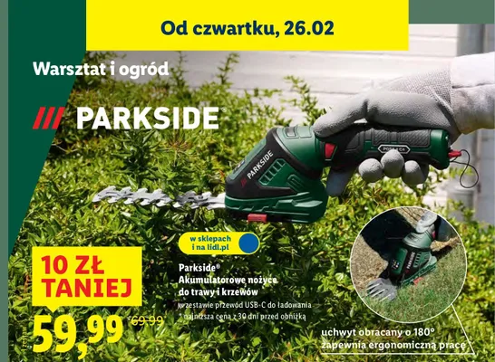 Akumulatorowe nożyce do trawy i krzewów promocja w Lidl