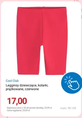 Legginsy dziewczęce kolarki prążkowane czerwone Cool Club promocja w Smyk