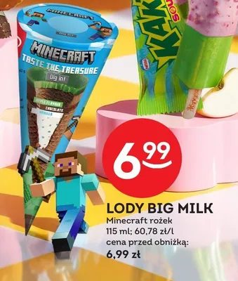 Lody Big Milk Minecraft rożek promocja w Żabka