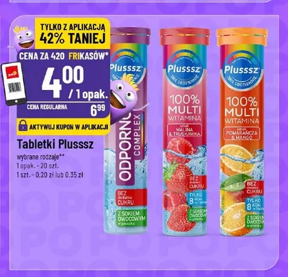 Tabletki musujące Plusssz 100% Multiwitamina pomarańcza & mango promocja w POLOmarket