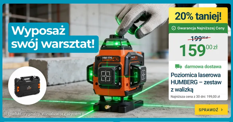 Poziomica laserowa Humberg zestaw z walizką promocja w ERLI