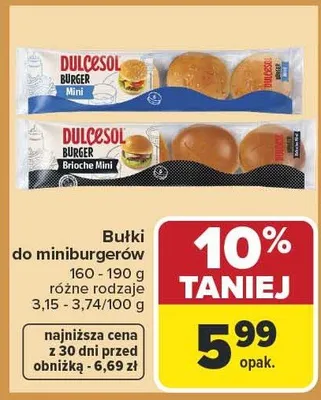 Bułki do miniburgerów Dulcesol Burger Mini promocja w Carrefour