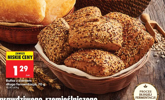 Bułka z ziarnem długa fermentacja promocja w Biedronka