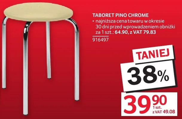 Taboret PINO CHROME promocja w Selgros