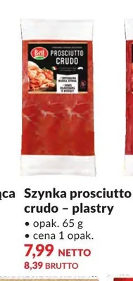 Szynka prosciutto crudo Bell plastry promocja w Makro