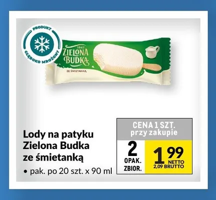 Lody na patyku Zielona Budka ze śmietanką promocja w Makro
