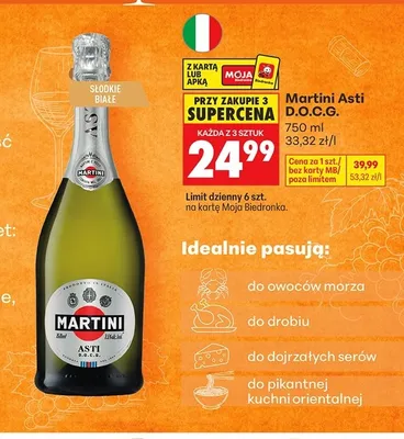 Wino musujące Martini Asti D.O.C.G. promocja w Biedronka