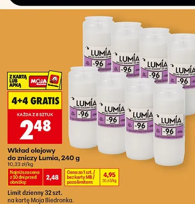 Wkład olejowy do zniczy Lumia promocja w Biedronka
