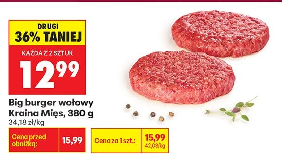 Big burger wołowy promocja w Biedronka