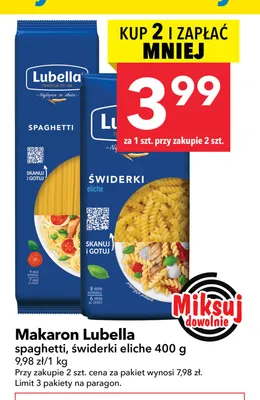 Makaron Lubella świderki eliche promocja w LEWIATAN