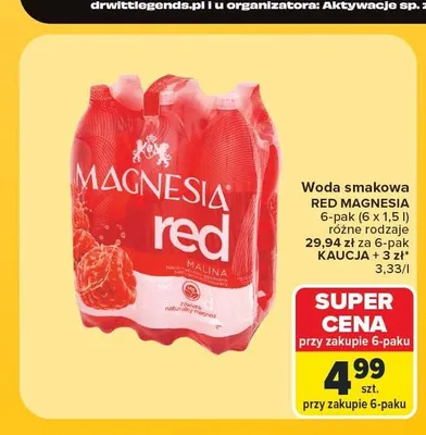 Woda smakowa Magnesia Red Malina 6-pak promocja w Carrefour
