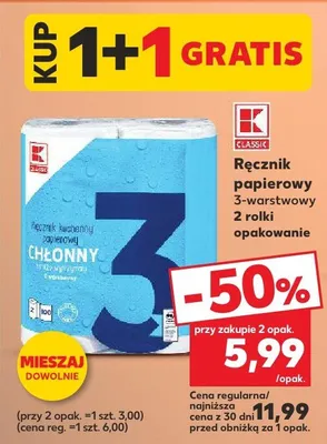 Ręcznik papierowy 3-warstwowy 2 rolki promocja w Kaufland