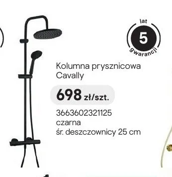 Kolumna prysznicowa Cavally czarna promocja w Castorama