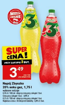 Napój Zbyszko 20% soku gaz promocja w Twój Market
