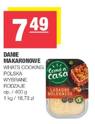 Danie makaronowe Come a casa promocja w SPAR