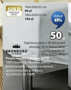 Prześcieradło z gumką Kronborg Jette 90x200x35 cm promocja w Jysk