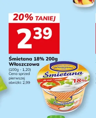 Śmietana 18% Włoszczowa promocja w Hitpol