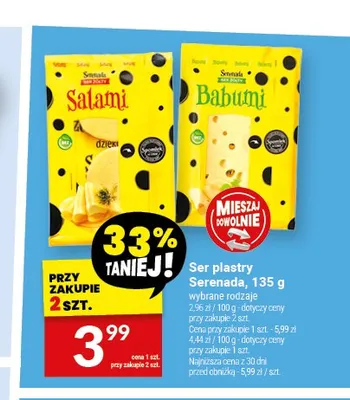 Ser żółty w plastrach Salami Serenada promocja w Twój Market