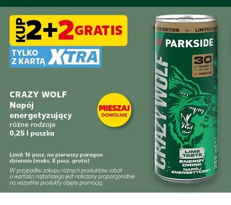 Napój energetyzujący Crazy Wolf promocja w Kaufland