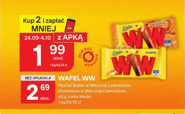 Wafel WW orzechowe w mlecznej czekoladzie E.Wedel promocja w Chorten