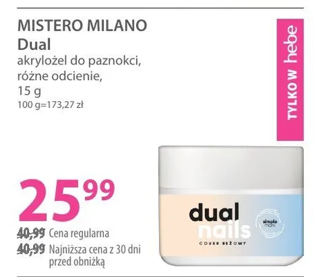 Puder akrylowy MISTERO MILANO Dual akrylozol do paznokci różne odcienie promocja w Hebe