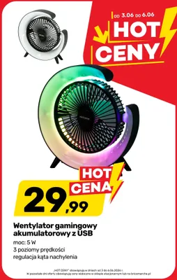 Wentylator gamingowy akumulatorowy z USB Volteno promocja w Bricomarche