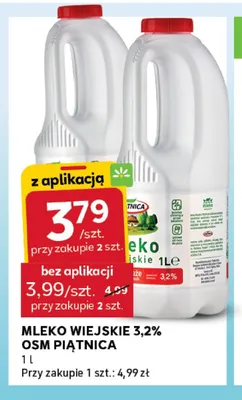 Mleko wiejskie 3,2% Piątnica promocja w Stokrotka