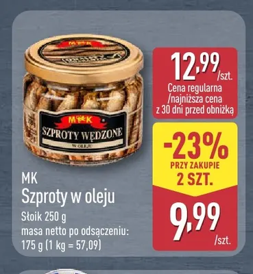 Szproty w oleju MK promocja w Aldi