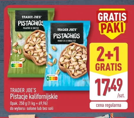 Pistacje kalifornijskie solone Trader Joe's promocja w Aldi