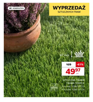 Sztuczna trawa Temple 47 mm promocja w Komfort