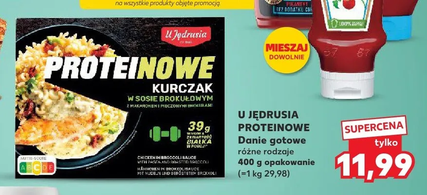 Danie gotowe proteinowe kurczak w sosie brokułowym U Jędrusia promocja w Kaufland