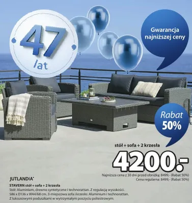 STAVERN stół + sofa + 2 krzesła promocja w Jysk