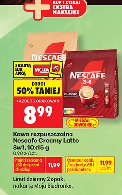 Kawa rozpuszczalna Nescafe Creamy Latte 3w1 promocja w Biedronka