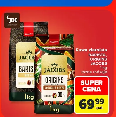 Kawa ziarnista Origins Jacobs promocja w Carrefour Market