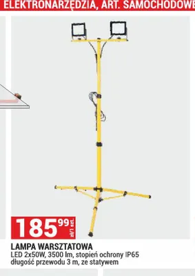 Lampa warsztatowa LED 2x50W 3500lm stopień ochrony IP65 długość przewodu 3m ze statywem promocja w Merkury Market