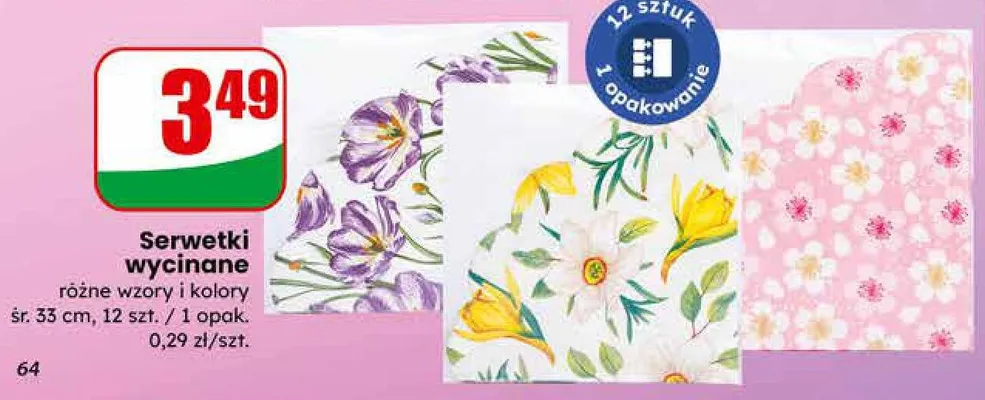 Serwetki wycinane różne wzory i kolory promocja w Dino