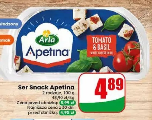 Ser Snack Apetina Tomato & Basil promocja w Dino