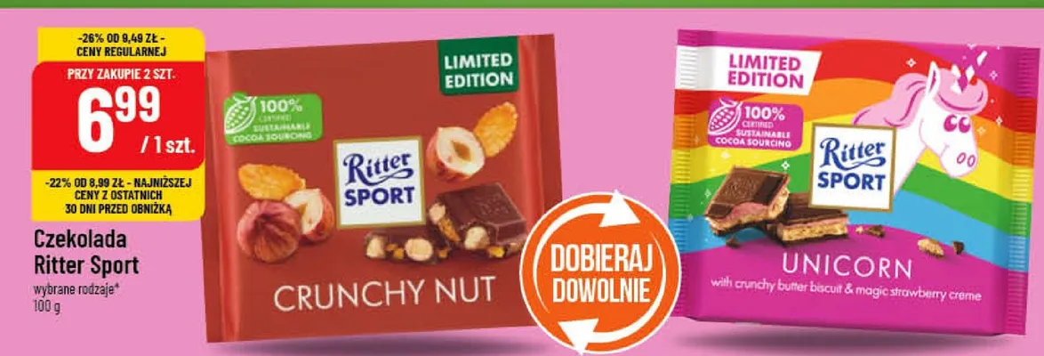 Czekolada Ritter Sport różne rodzaje promocja w POLOmarket