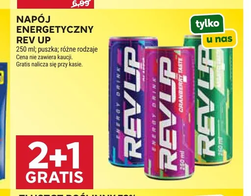 Napój energetyczny Rev Up Cranberry Taste promocja w Stokrotka